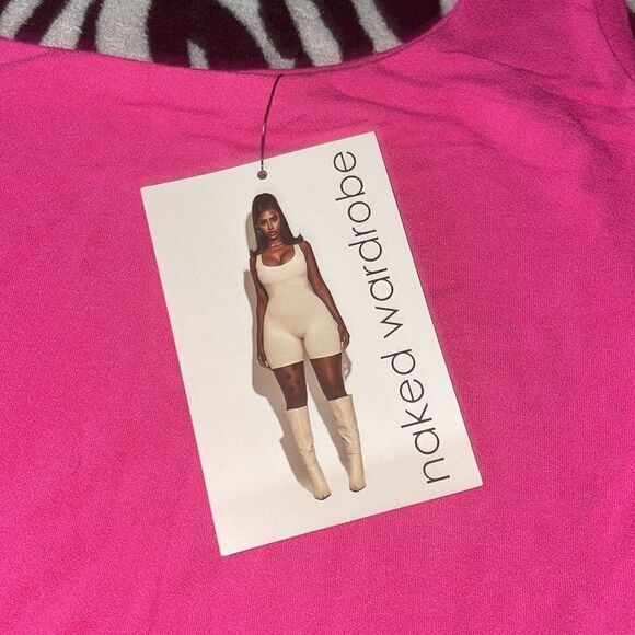 NWT naked wardrobe pink raspberry summer  tank top body suit leotard onesie - Picture 4 of 8